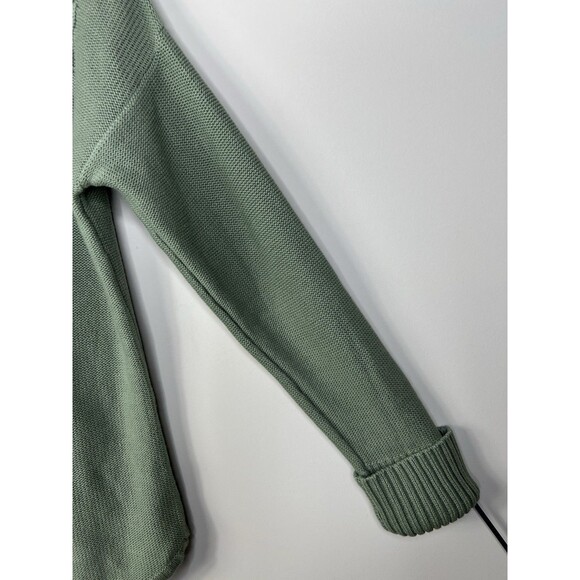 L.L. Bean Womens Green Cable Knit Turtleneck Sweater Sz M Long Sleeve Pullover - Picture 3 of 6